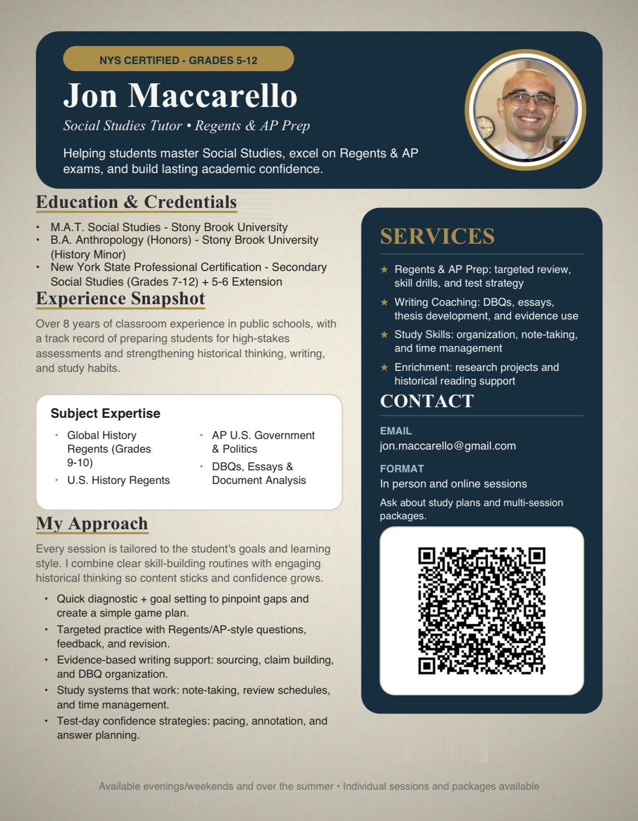 Jon Maccarello Tutoring Flyer